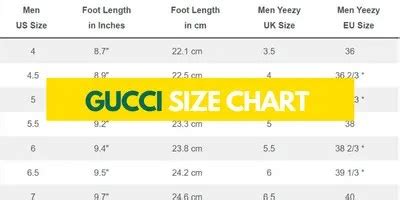 gucci sneaker size chart.